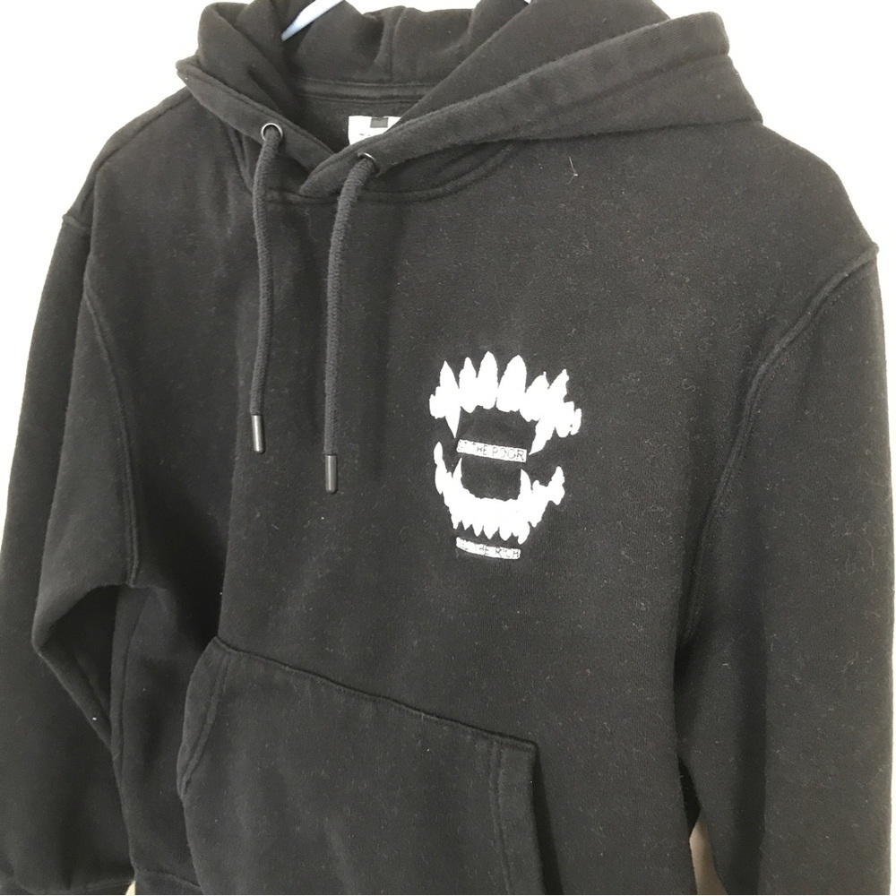 Topman cotton blend eat the poor feed the rich hooded sweater - Picture 3 of 8